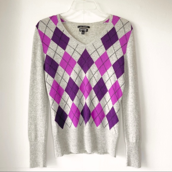 Apt. 9 Argyle Cashmere Sweater - Picture 1 of 7